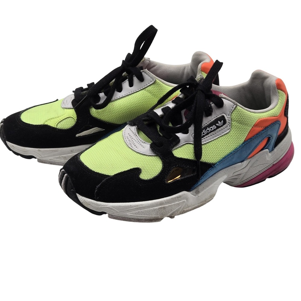 Adidas Originals Falcon Shoes Womens Size 8‎ Multicolor Neon Sneakers CG6210
